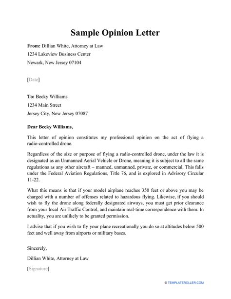 charged with a number of offenses related to hazardous flying. . Sample client opinion letter